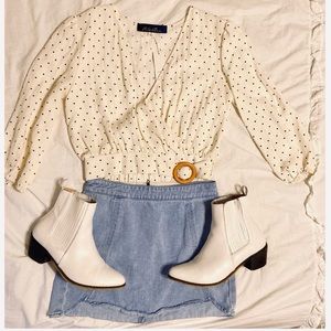 White polka dot blouse!